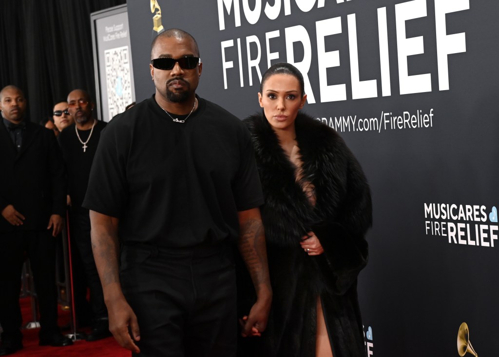 Kanye West and Bianca Censori posing for a picture at the 67th GRAMMY Awards in Los Angeles, California.